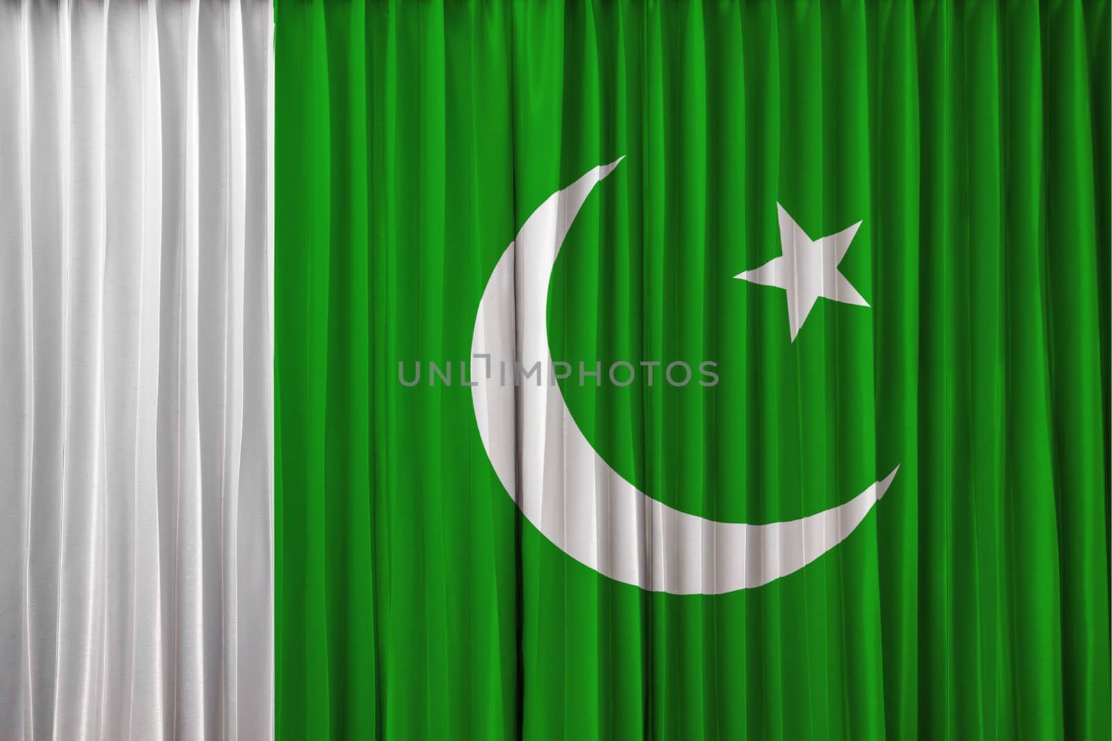 Pakistan flag on curtain