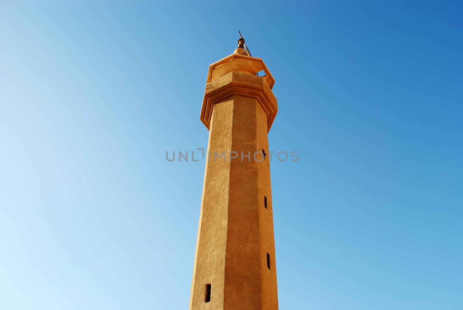 The minaret of a mosque in Aqaba, Jordan.