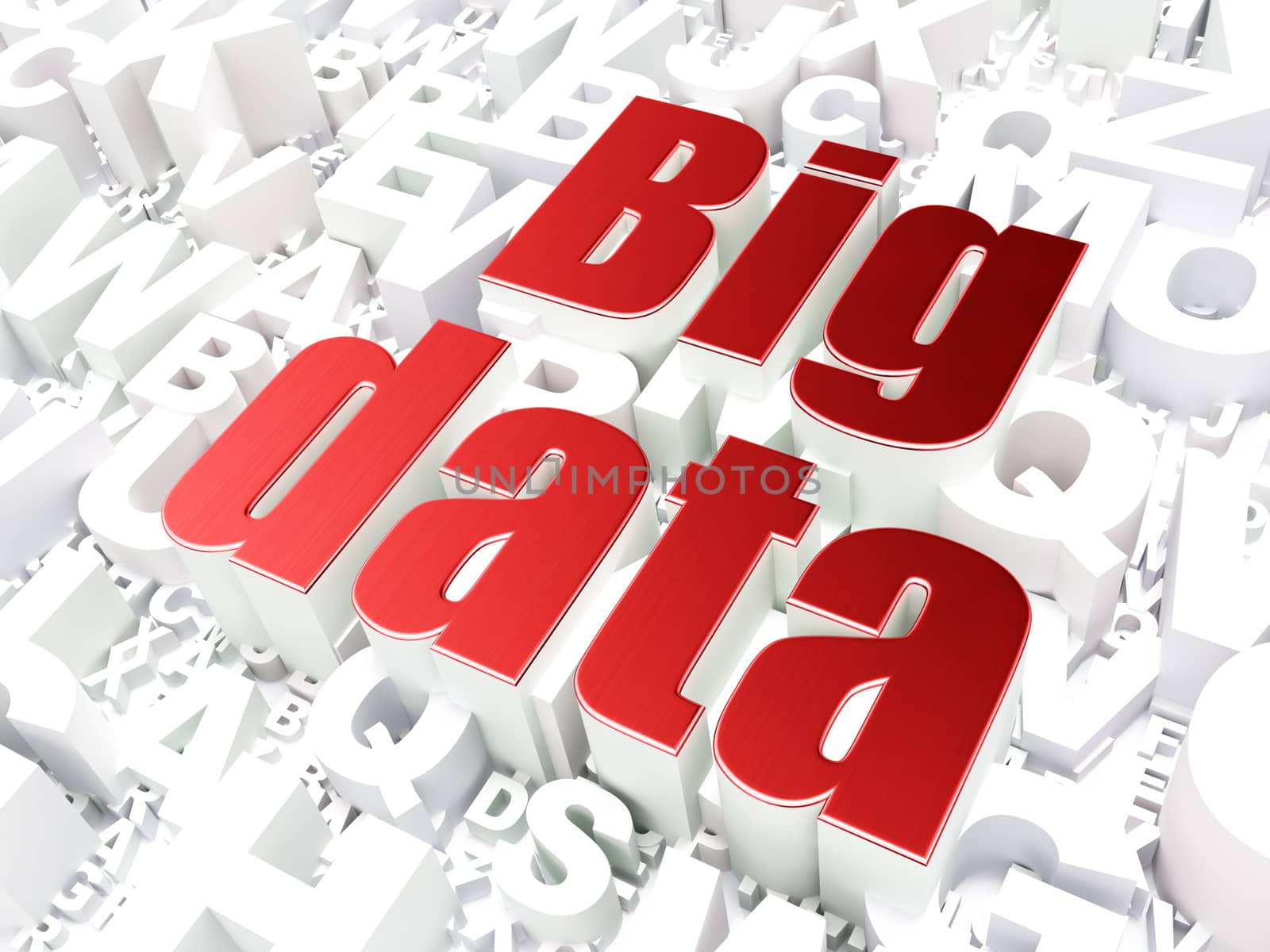 Data concept: Big Data on alphabet  background, 3d render