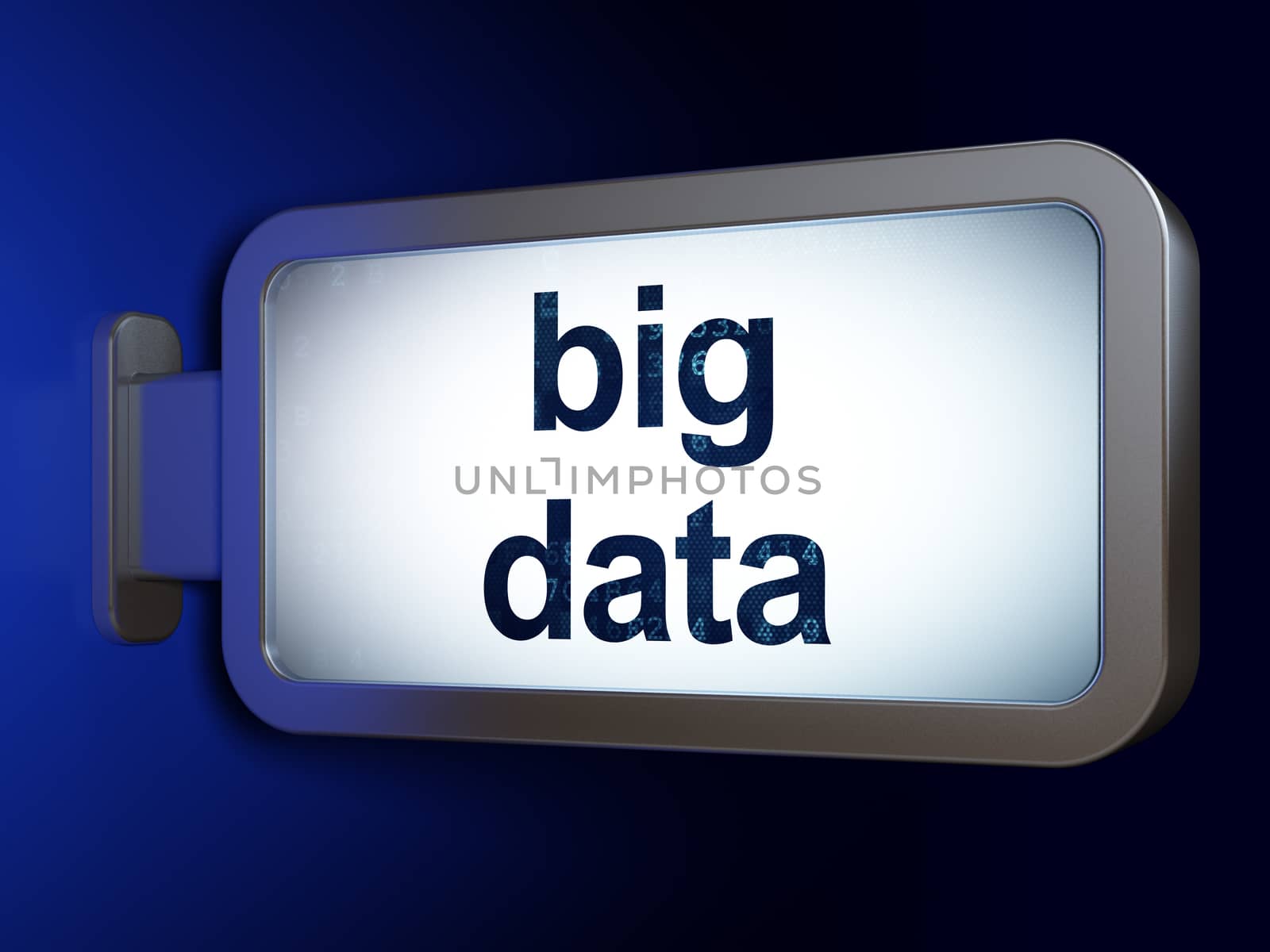 Data concept: Big Data on advertising billboard background, 3d render