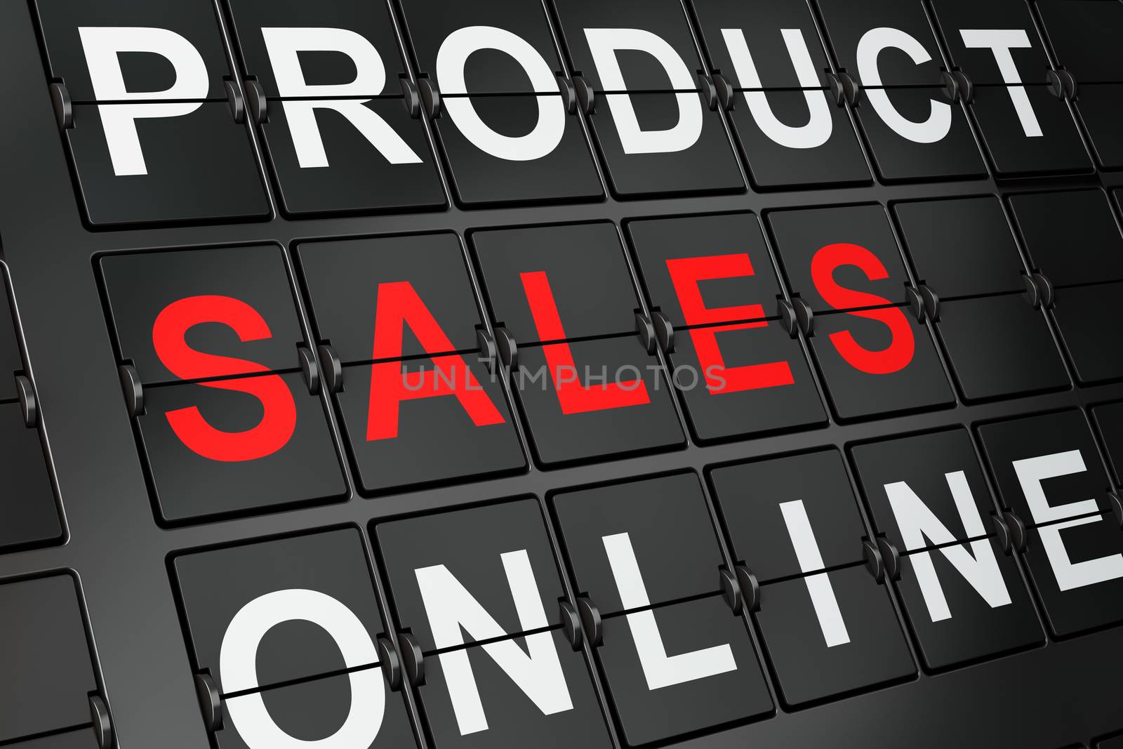 Marketing concept: Sales on airport board background, 3d render