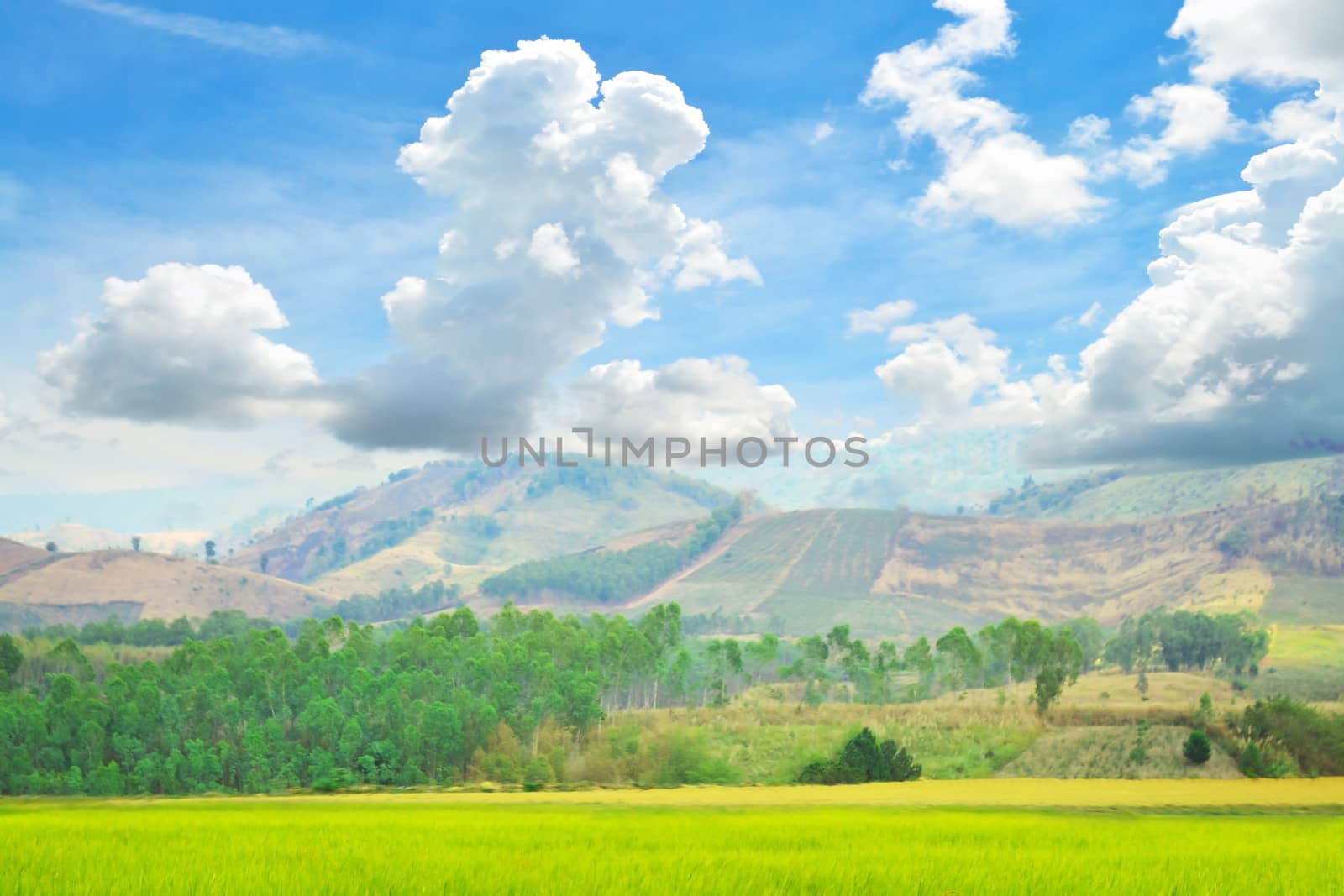 Mountain at the blue sky. by apichart