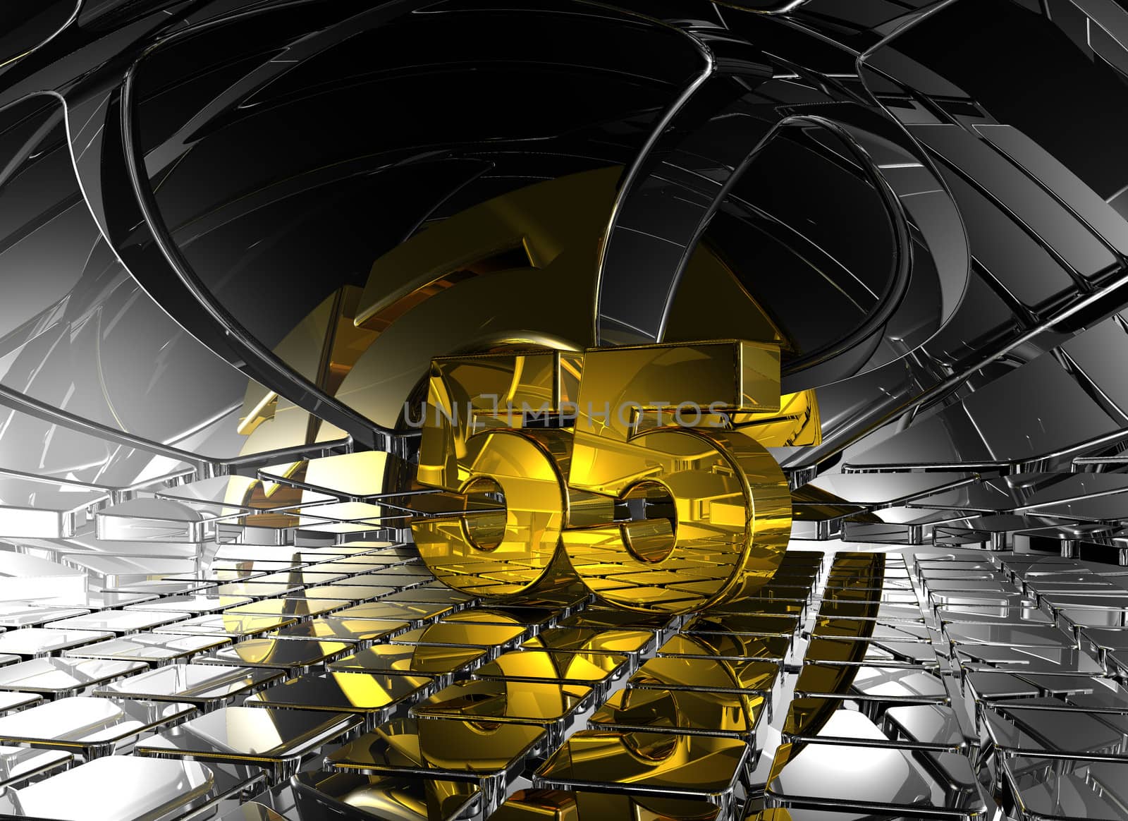 number fifty five in abstract futuristic space - 3d illustration
