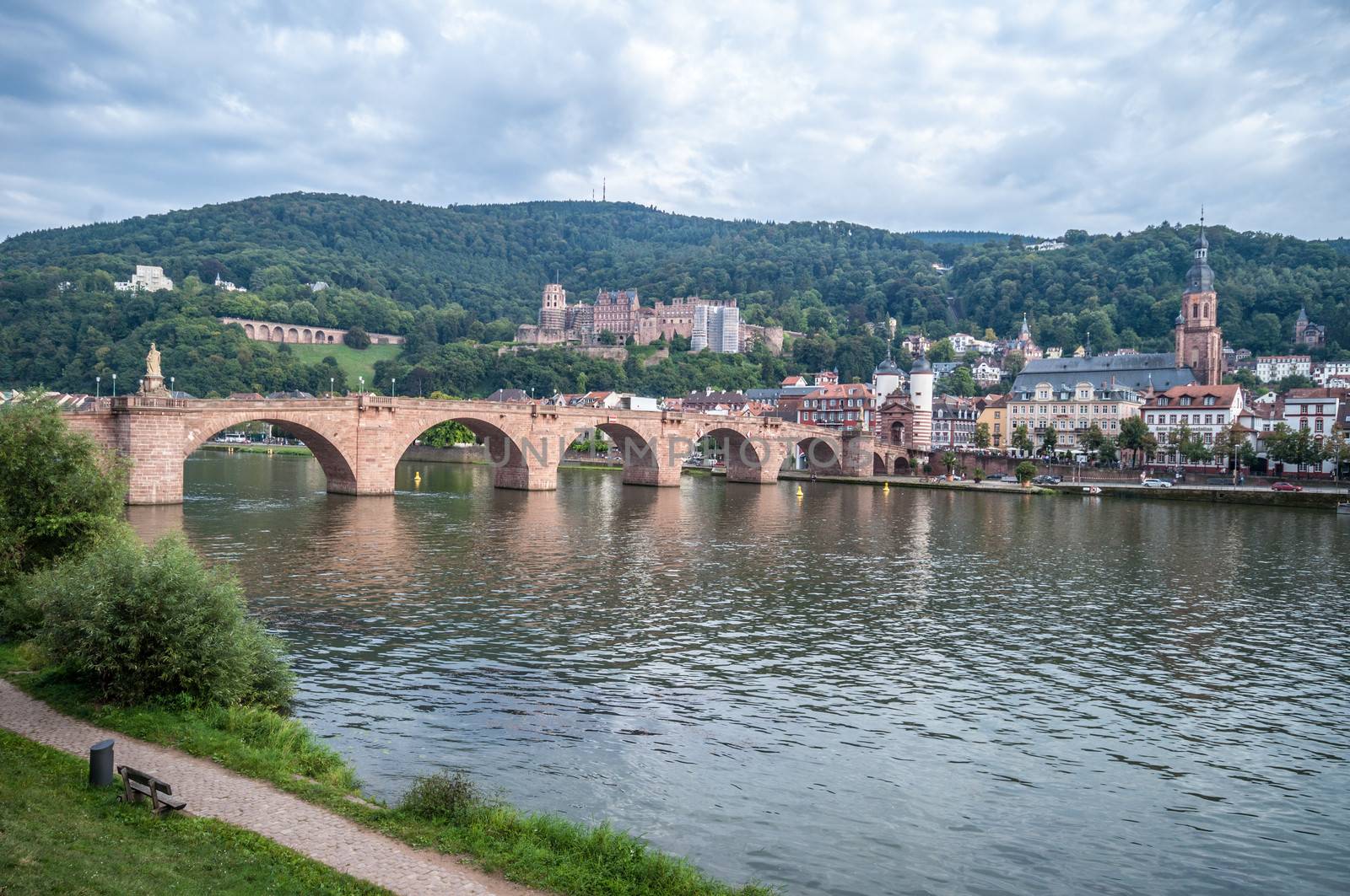 view of the old town of Heidelberg with the castle