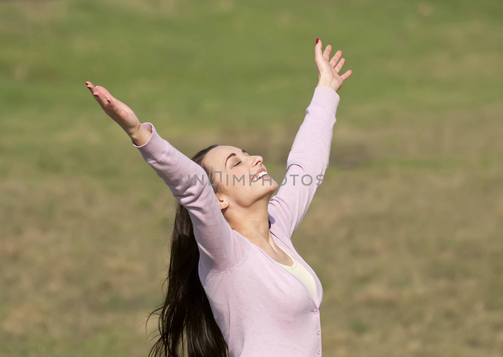 happy smiling woman rejoicing