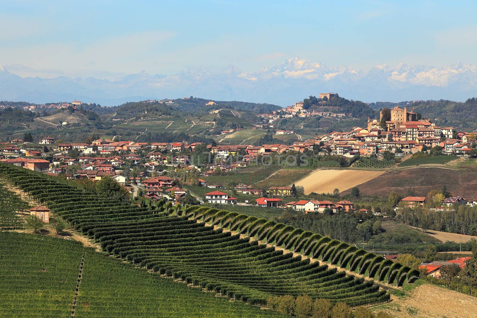 Small italian town on hills of Piedmont, Italy. by rglinsky