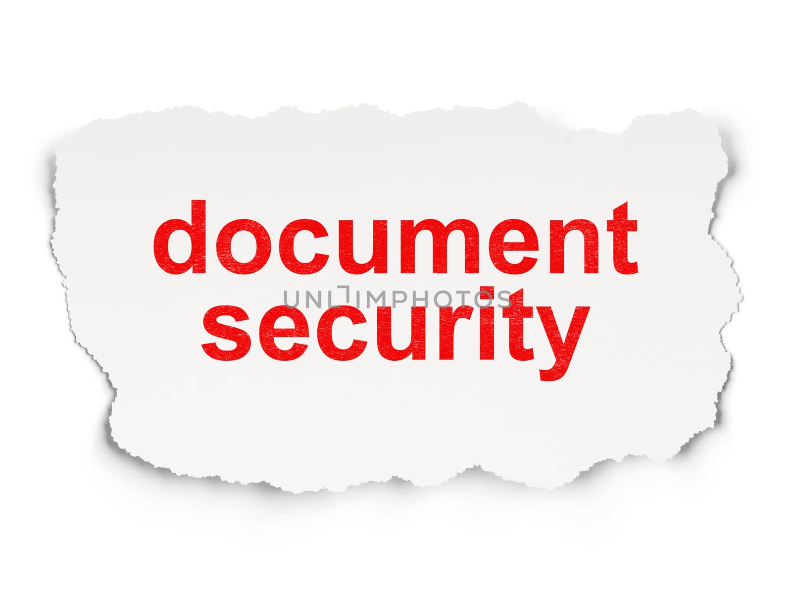 Protection concept: torn paper with words Document Security on Paper background, 3d render