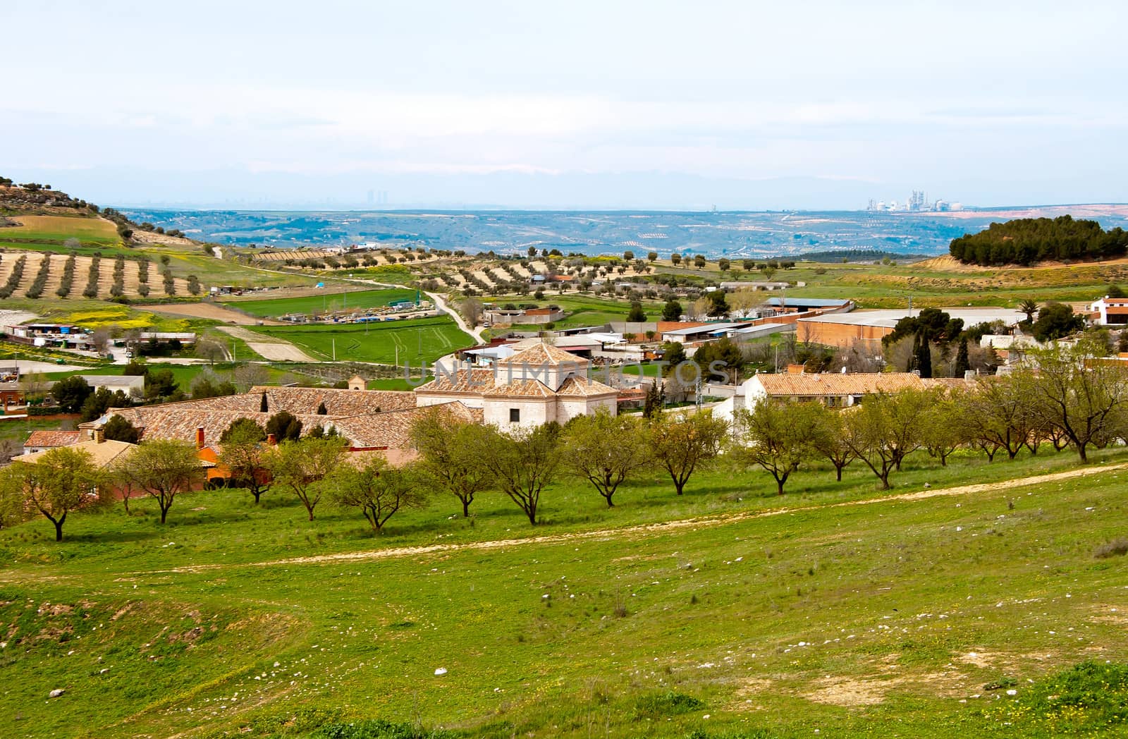Fields around old town Chinchon in Spain