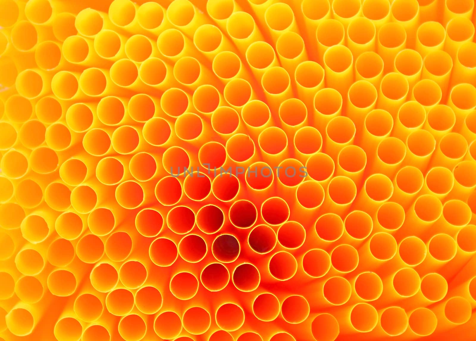 Closeup of drinking straws from above