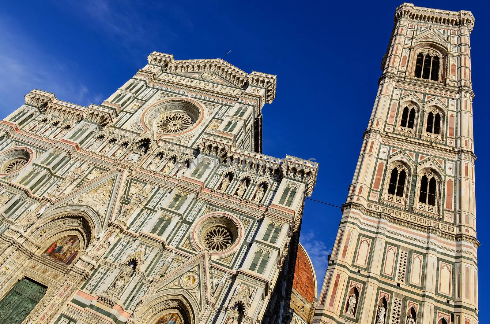 View of Duomo cathedral and Campanila tower in Florence, Italy