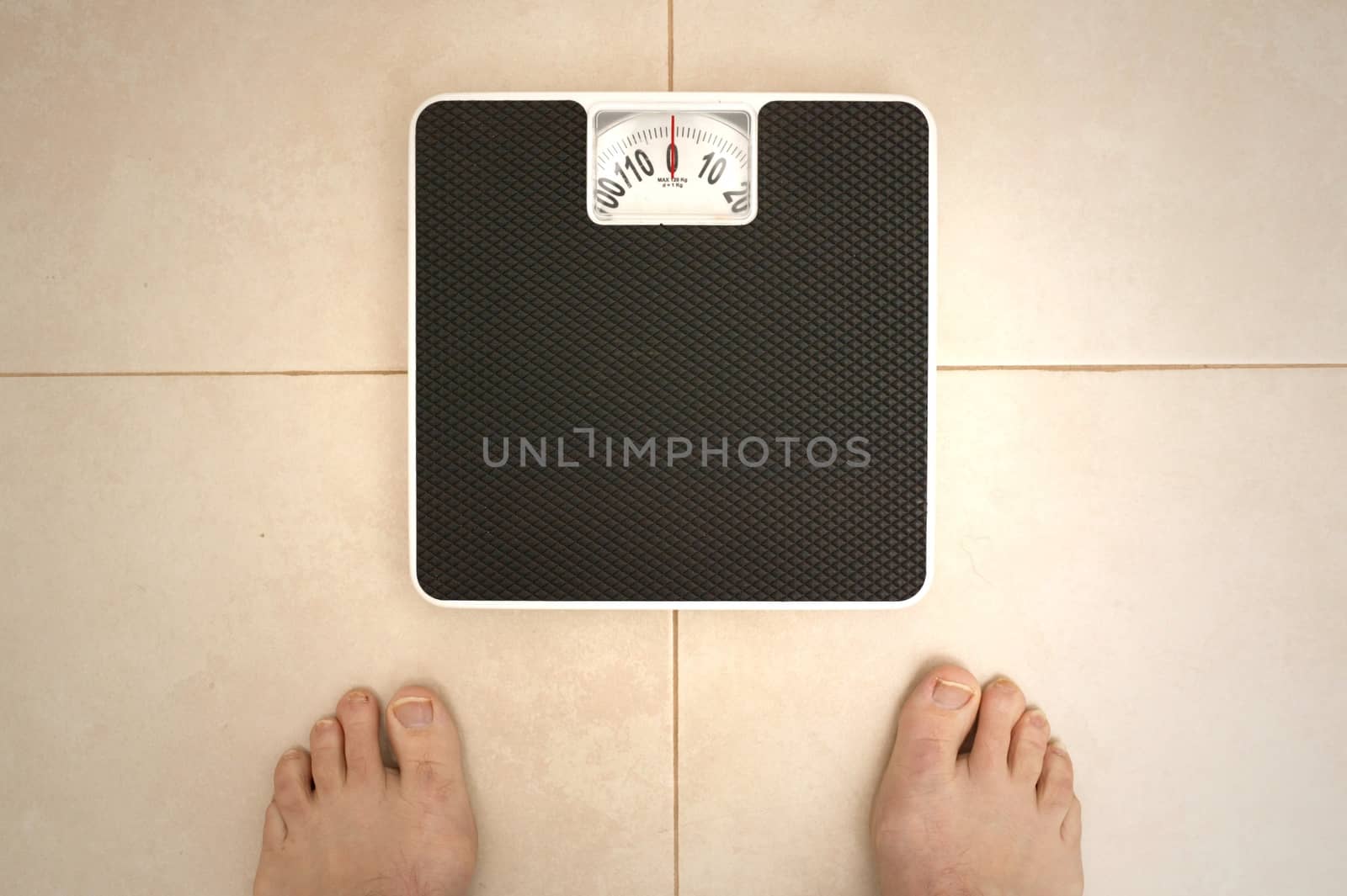 Bathroom scales isolated against a white background