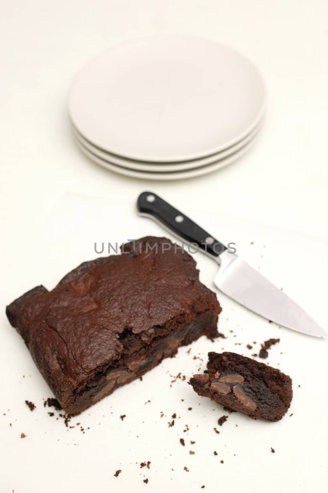 Chocolate cake isolated on a kitchen bench