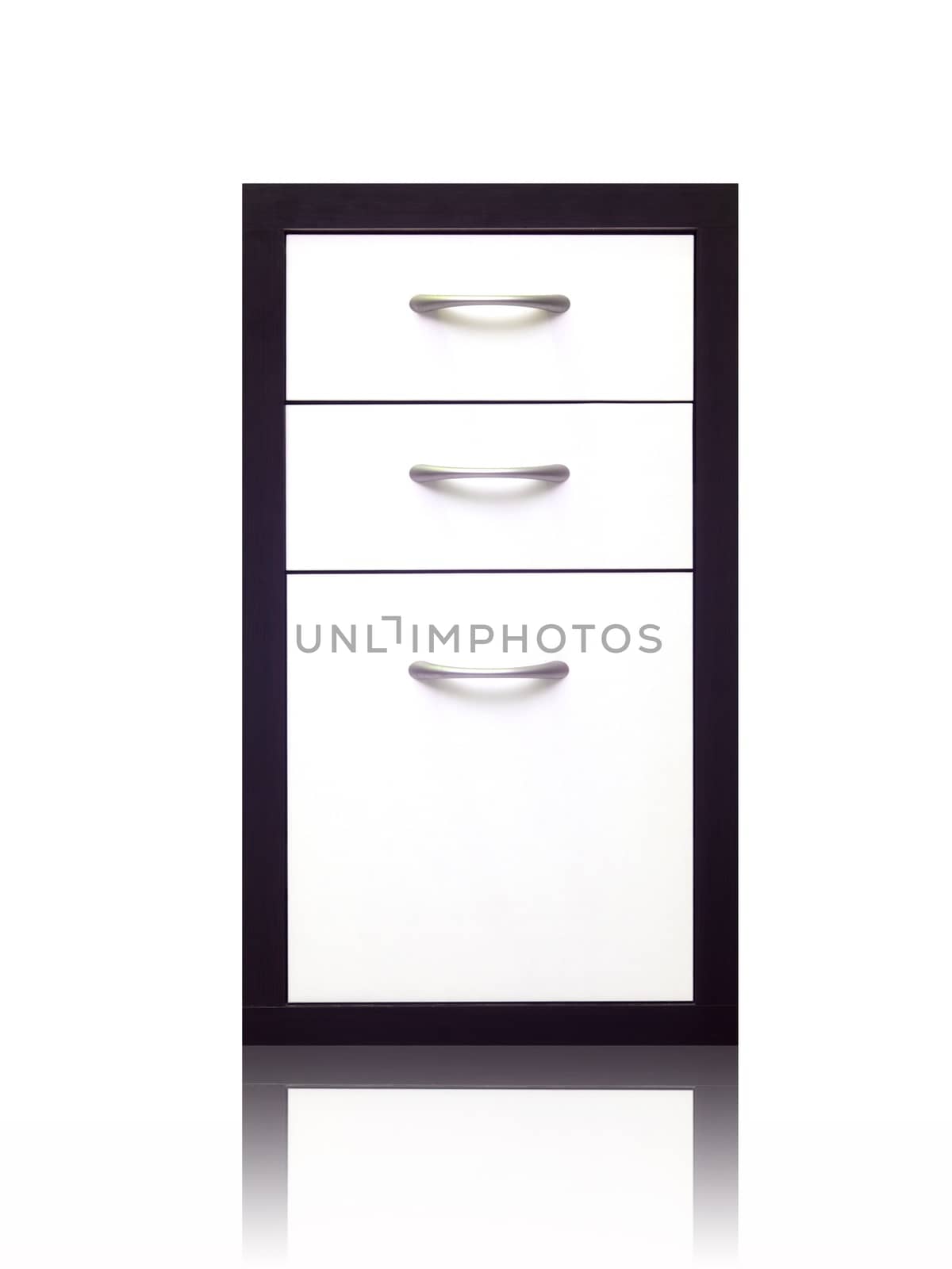 A set of cabinet draws isolated against a white background