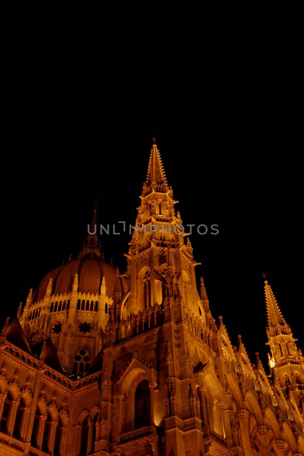 Budapest Parliament building in Hungary at twilight detail