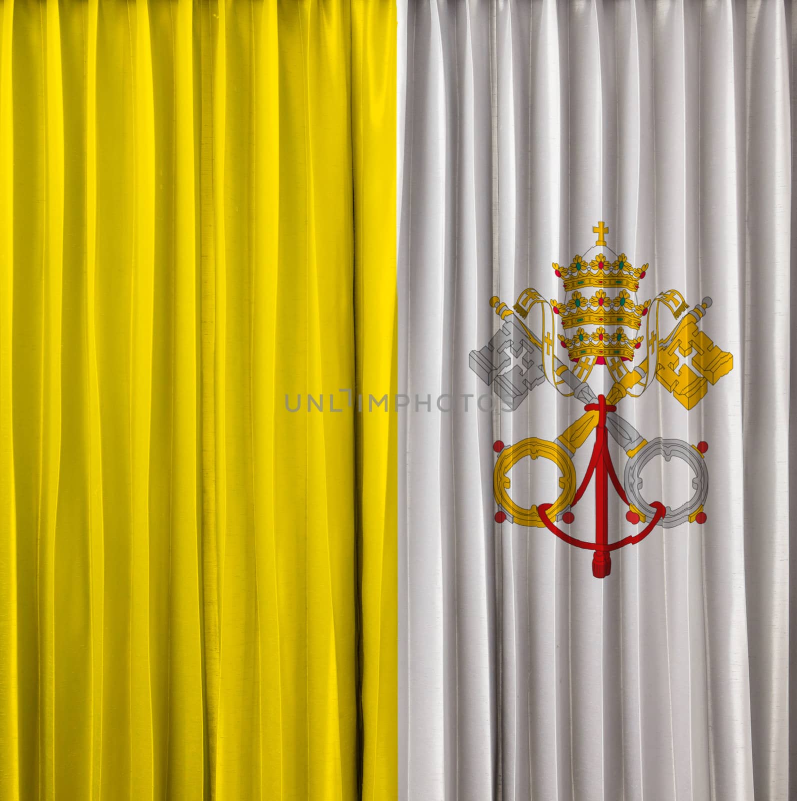 Vatican flag on curtain