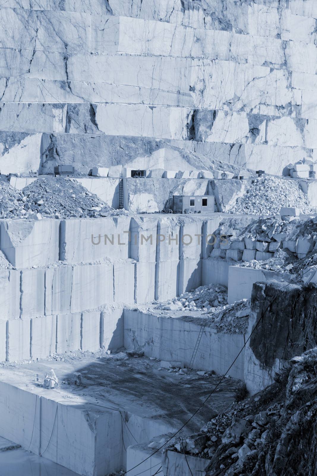 Thassos white marble quarry with blue color filter by NagyDodo