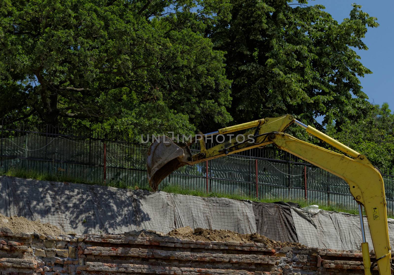 the excavator working on a construction site