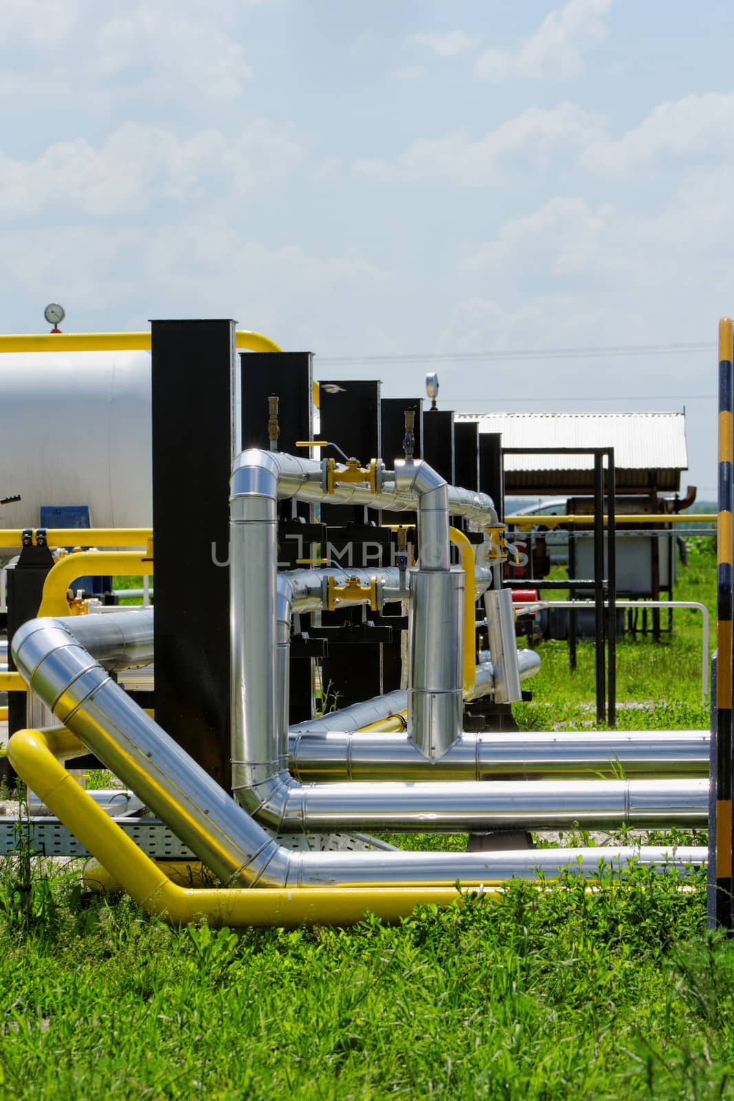 industrial pipes at an oil well