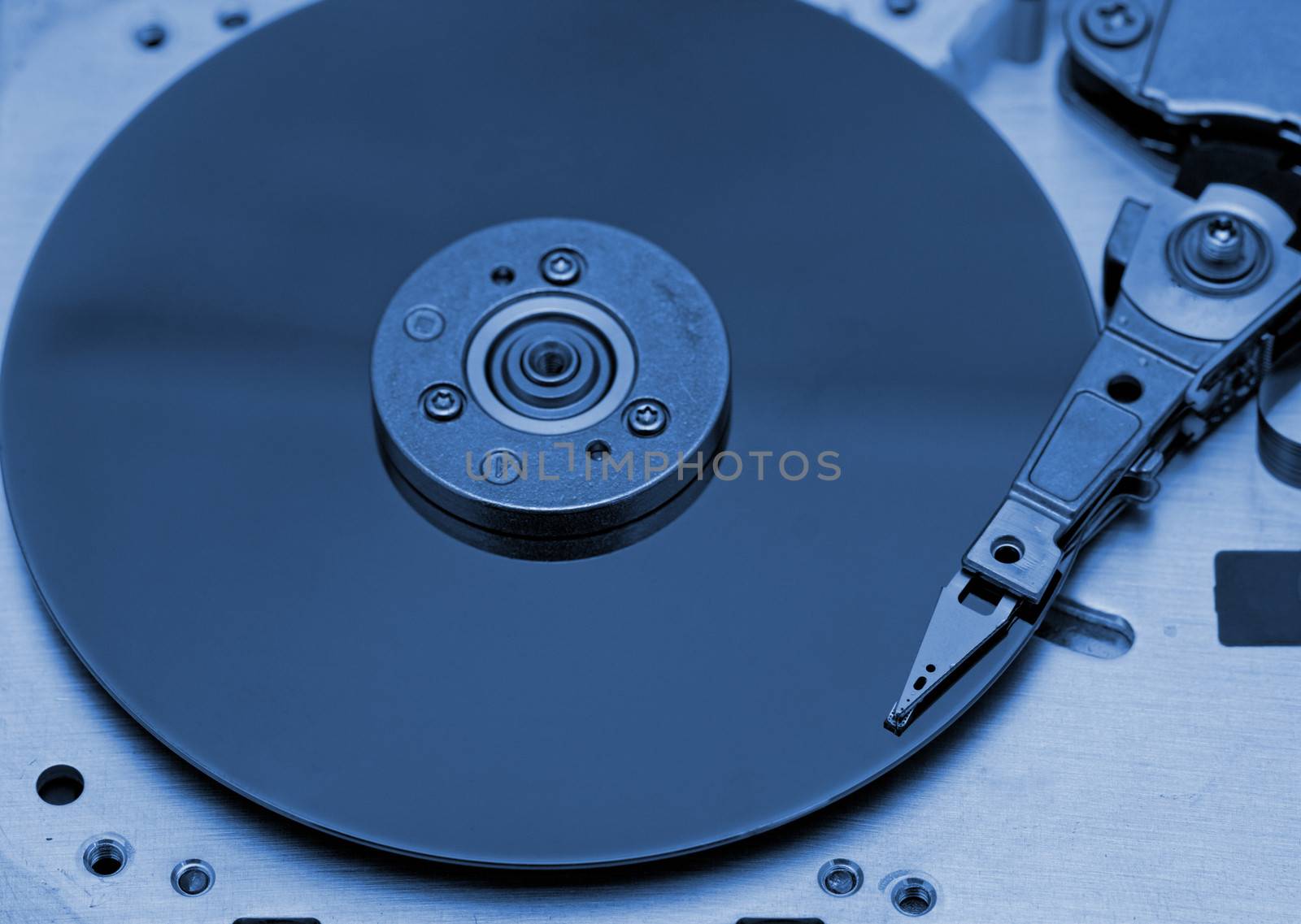 Open computer hard drive on white background by NagyDodo