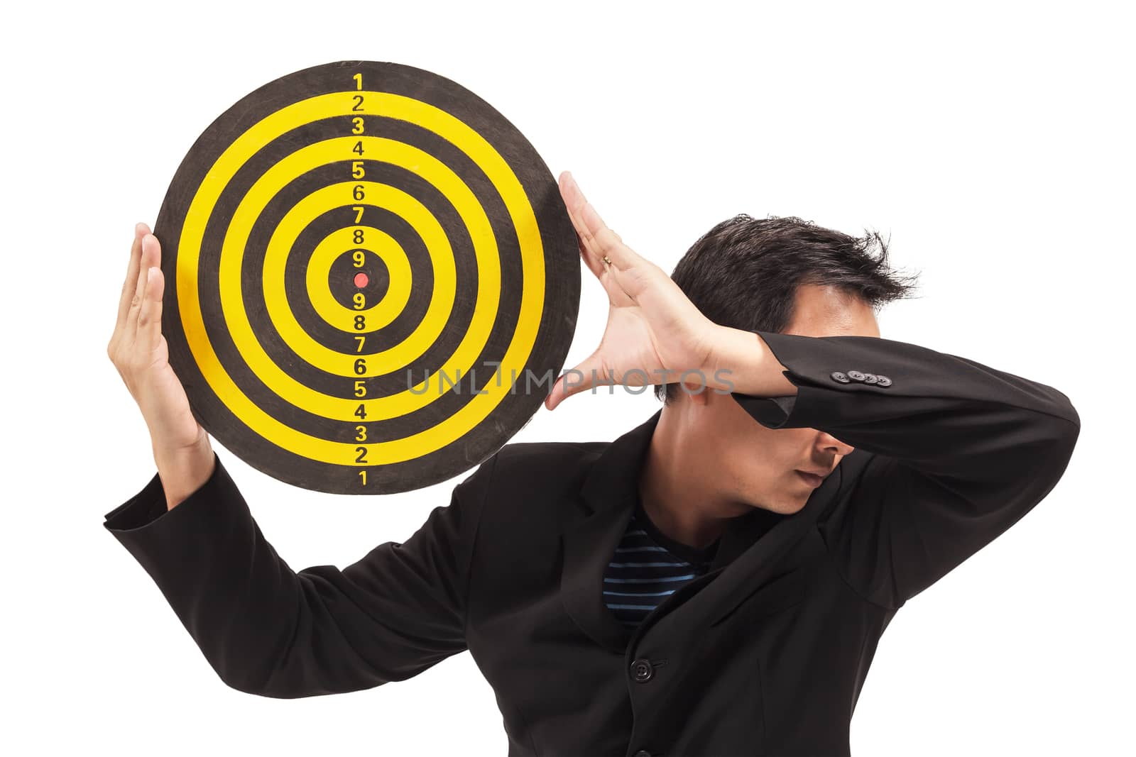 businessman holding target