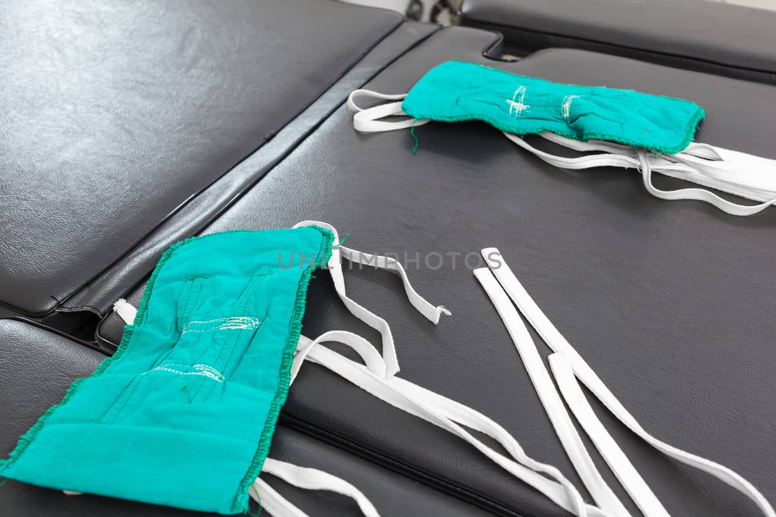 surgery mask on bed for medical care
