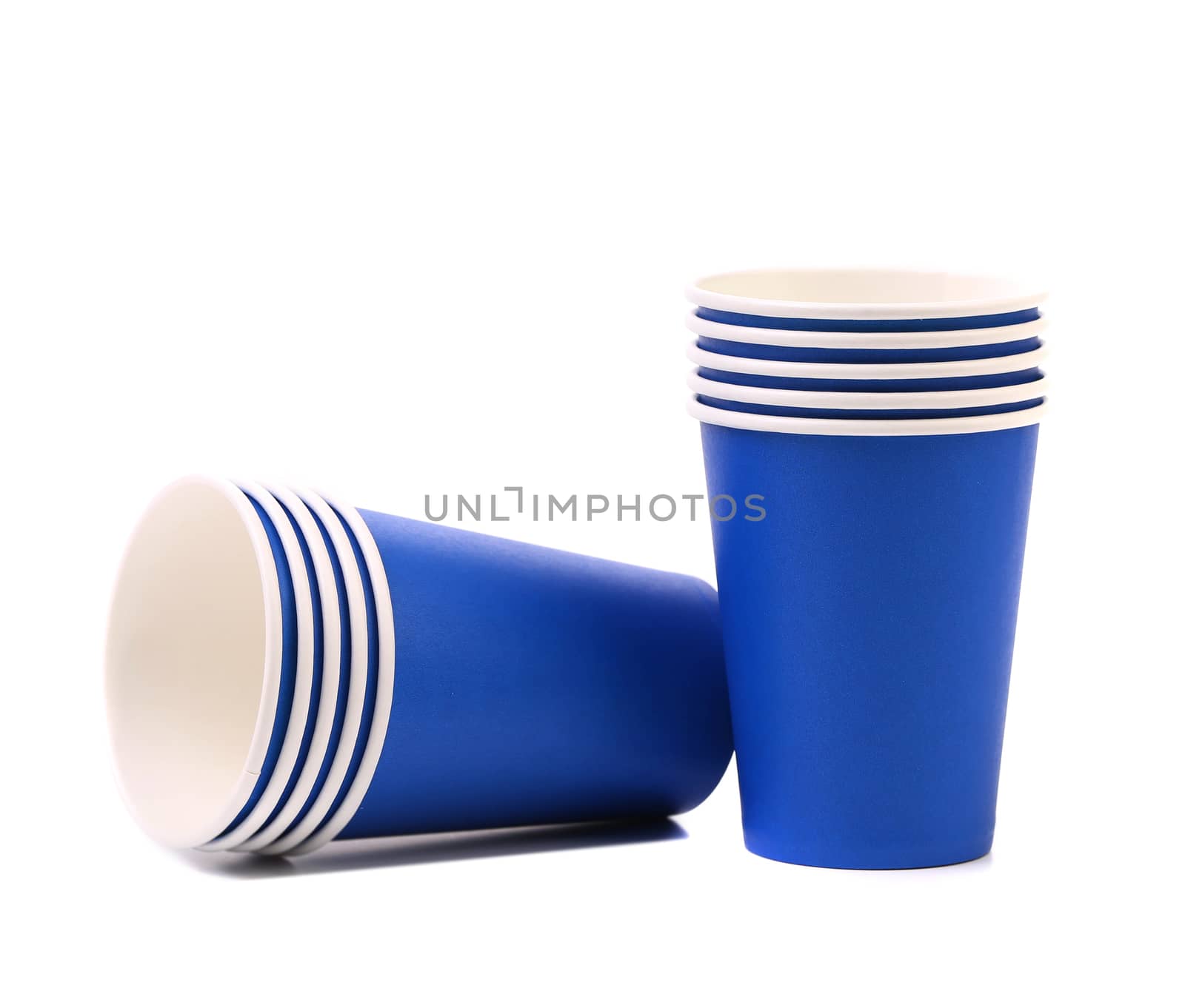Colorful paper coffee cup. Isolated on white background