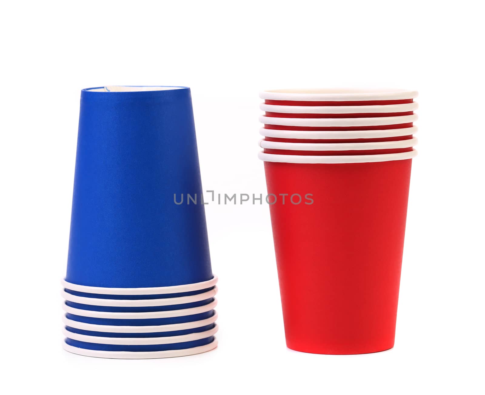 Colorful paper coffee cup. Isolated on white background