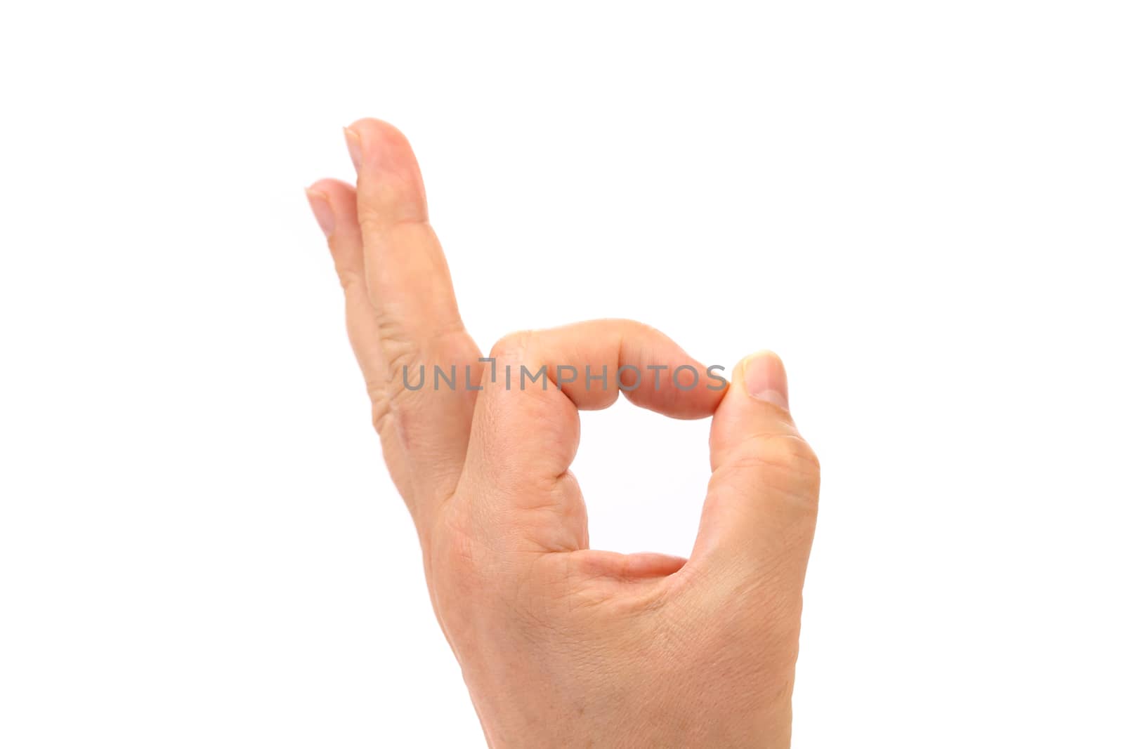 OK. All right. Man's hand. Isolated on a white background.