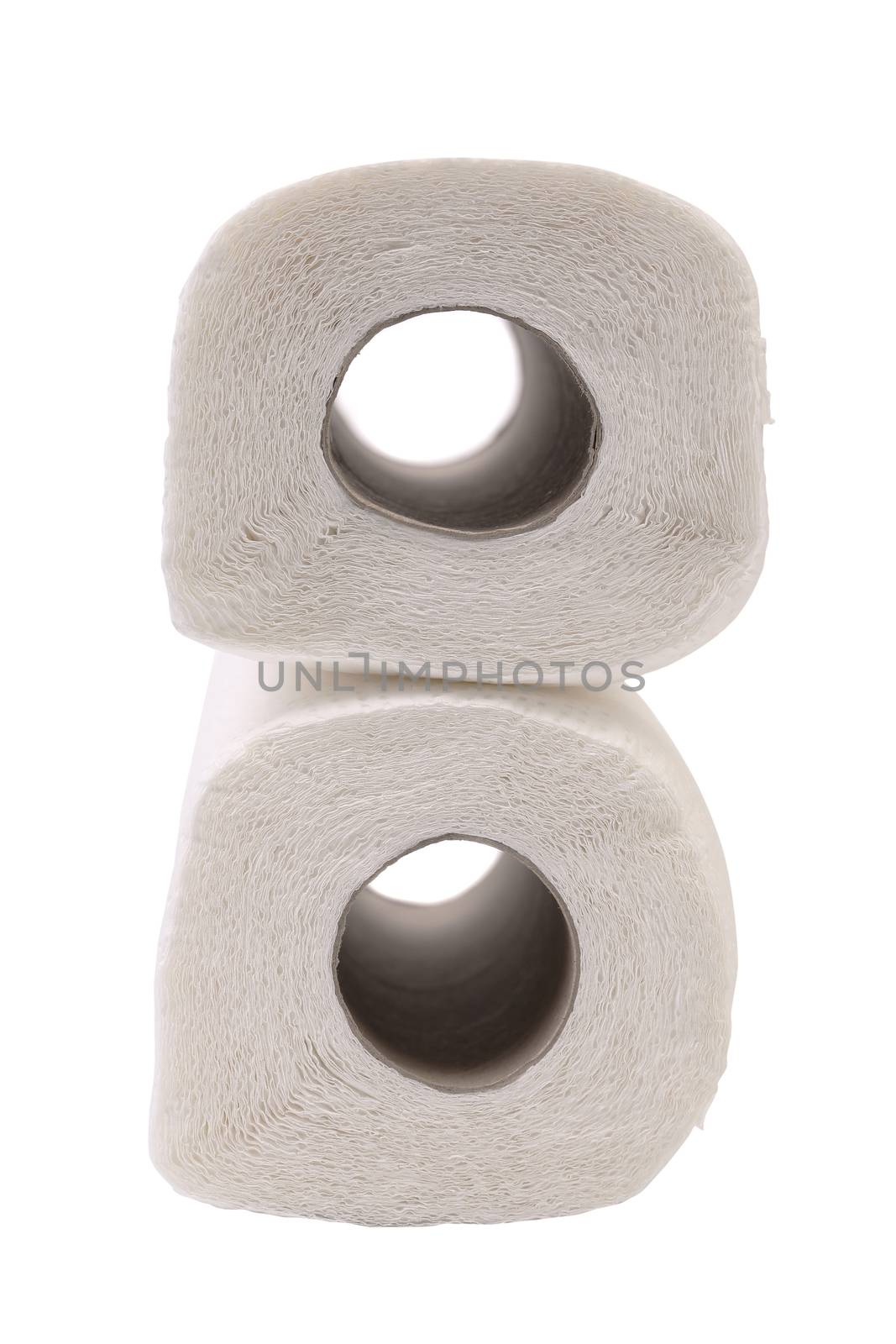 Paper towel rolls isolated on a white background.