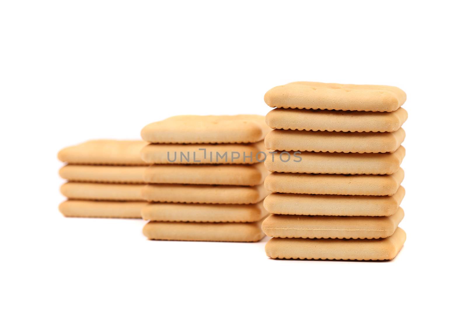 Stake saltine soda cracker. Isolated on a white background.