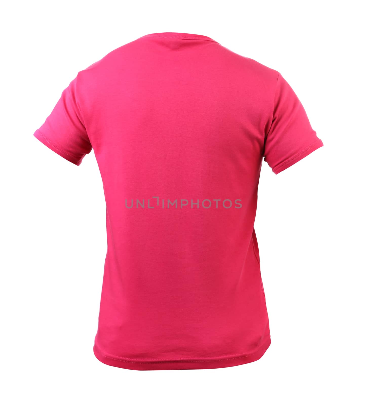 Red T-shirt isolated on white background. Back.