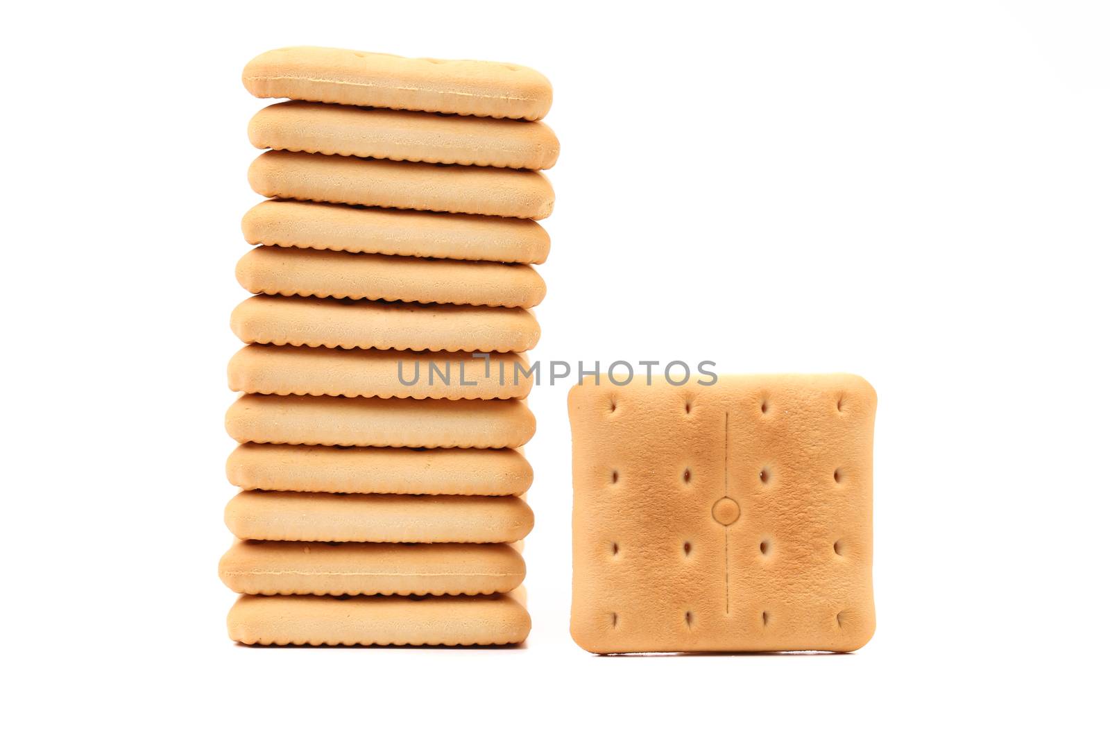 Stake saltine soda cracker. Isolated on a white background.