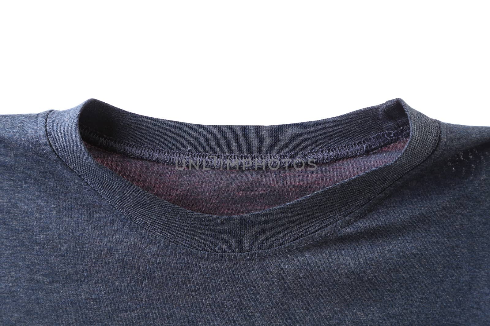 Neck of T-shirt isolated on white background. Front.