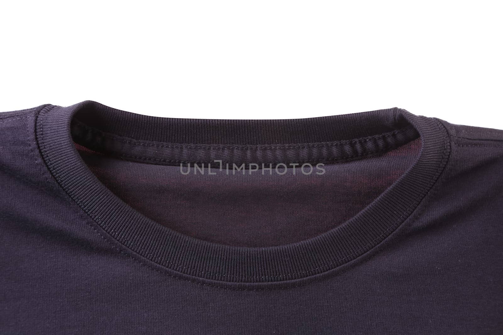 Neck of T-shirt isolated on white background. Front.