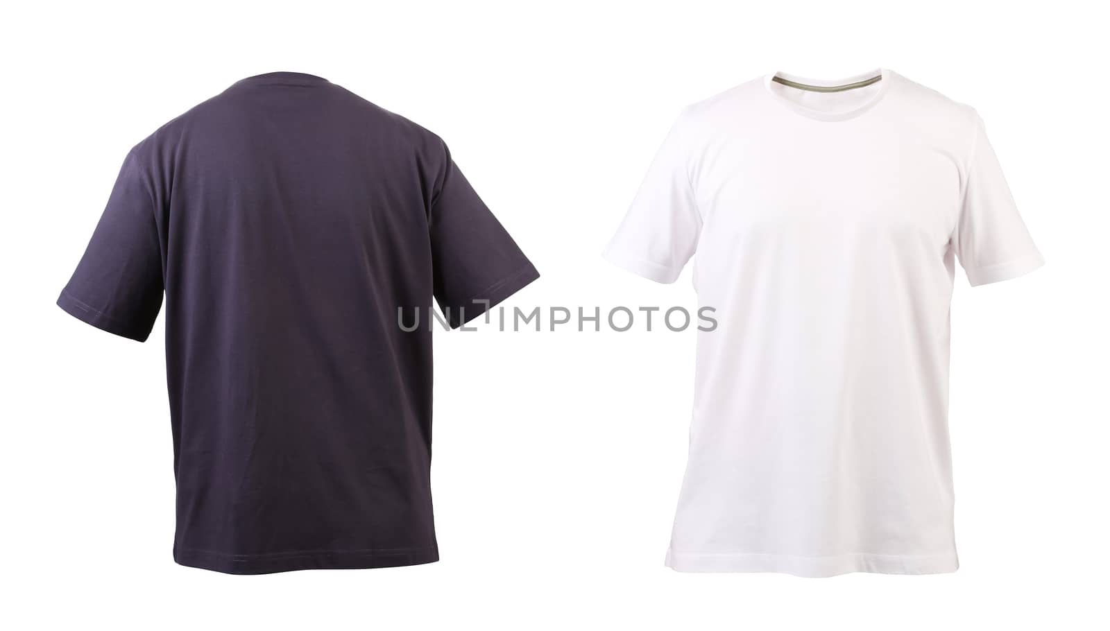 T-shirt isolated on white background. Back. Front.