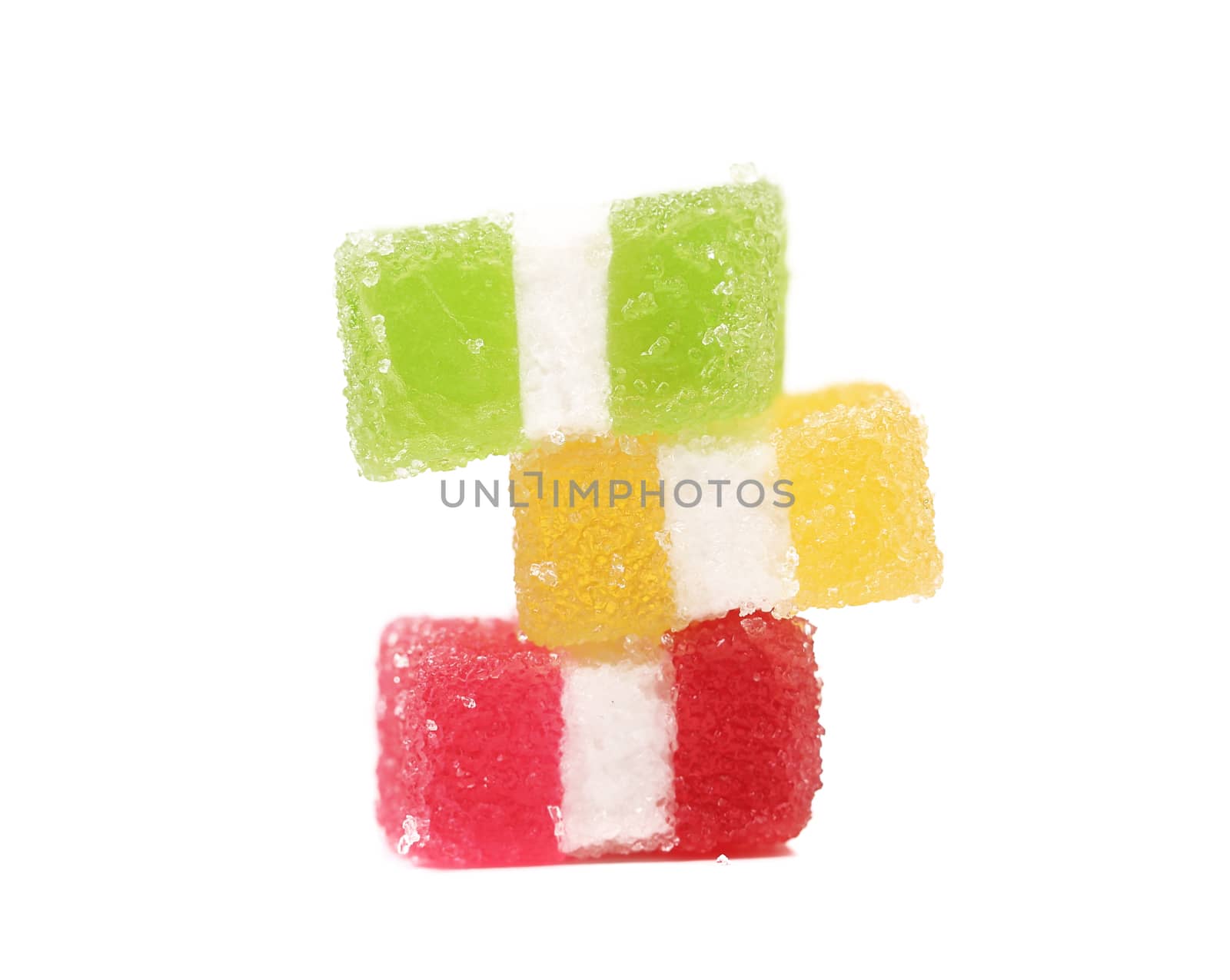 Classic fruit jelly. Close up. White background.