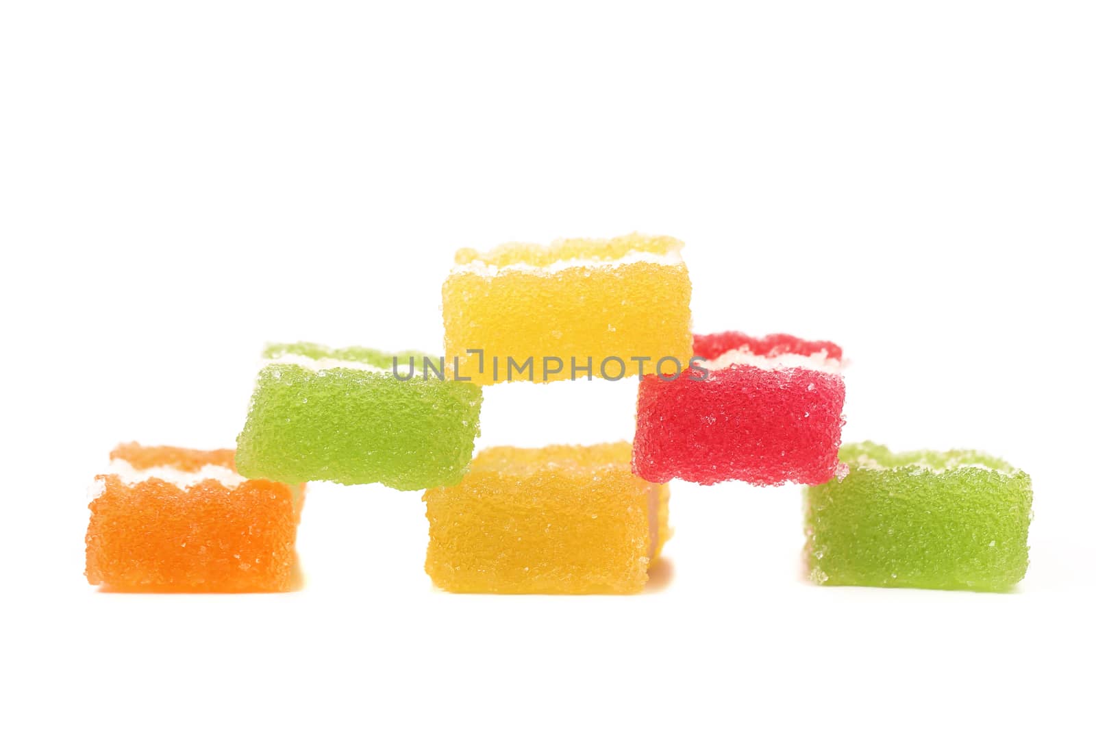 Classic fruit jelly. Close up. White background.