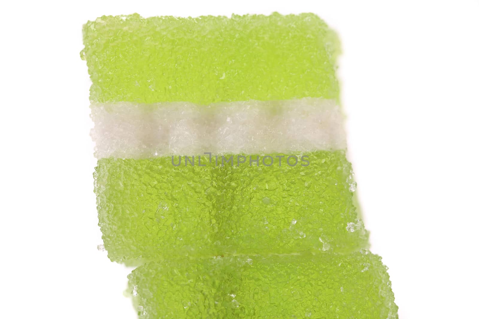 Classic fruit jelly. Close up. White background.
