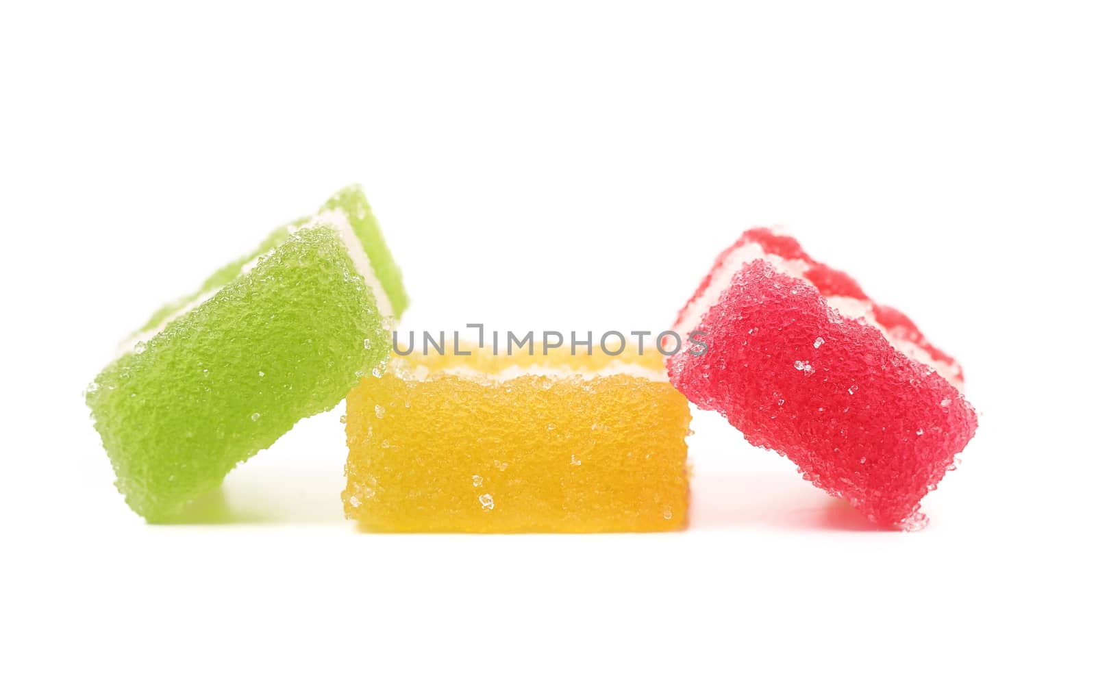 Classic fruit jelly. Close up. White background.