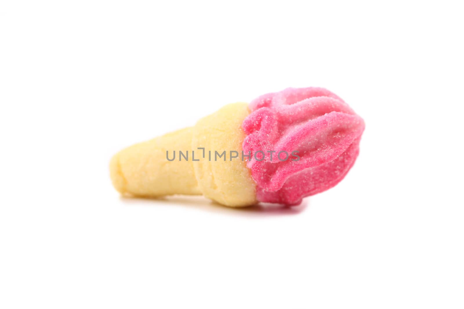 Marshmallow in form of ice cream. White background.