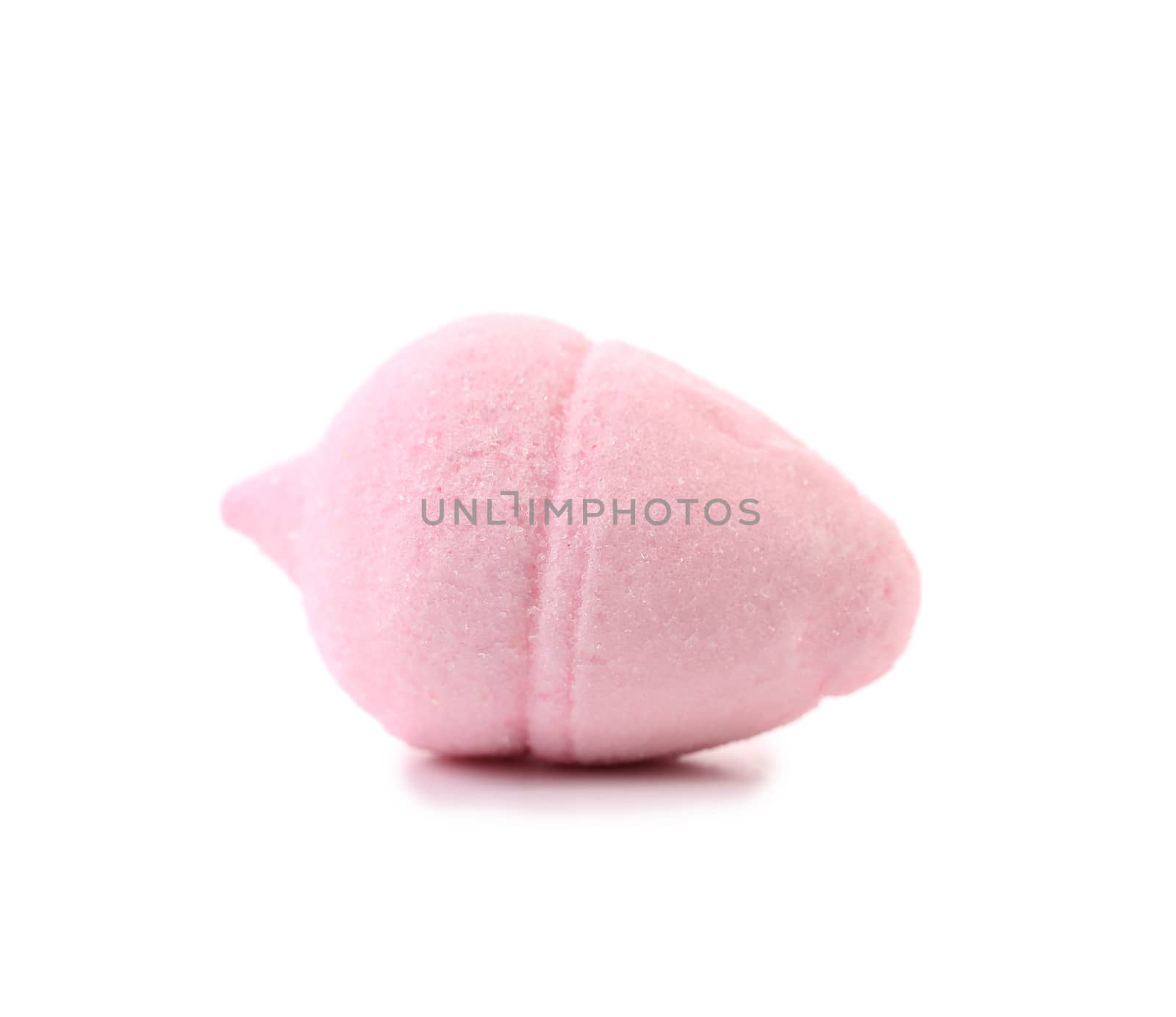 Marshmallow in form of a acorn. White background.