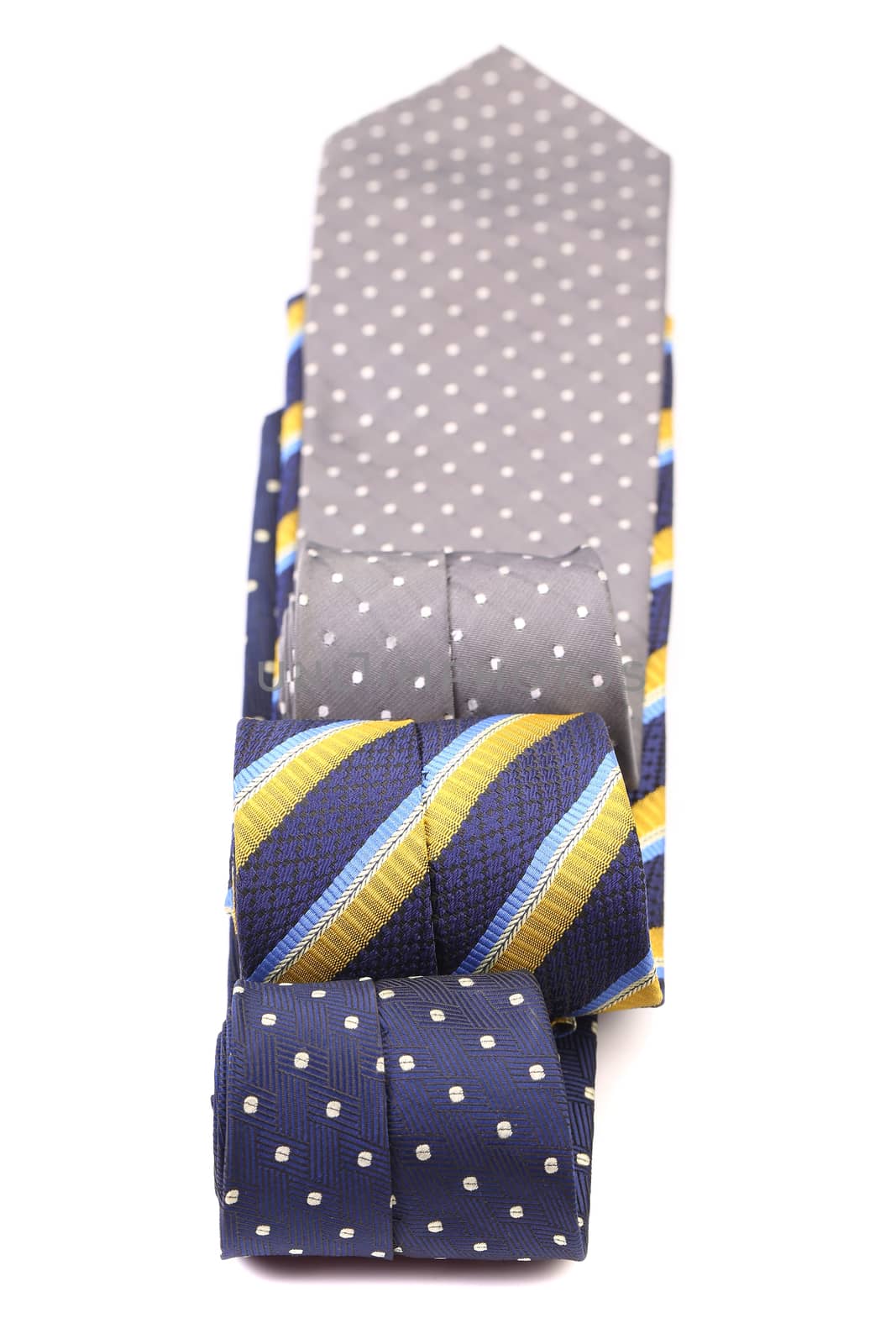 Three  multi-colored tie. Isolated on a white background.