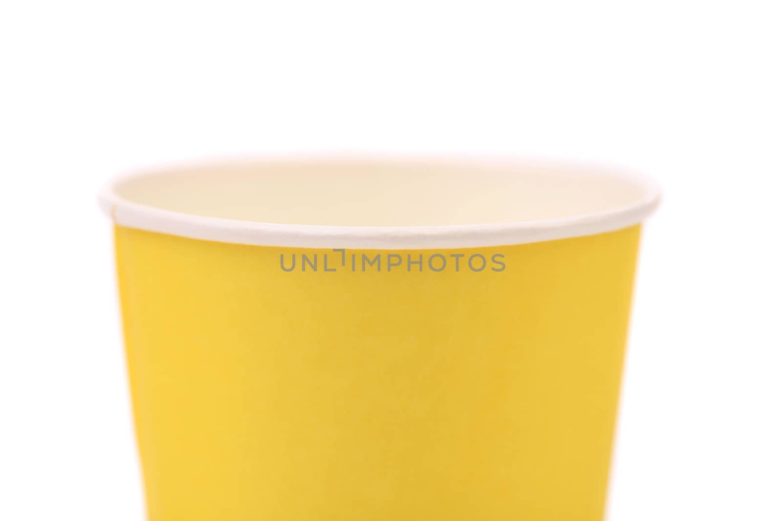 Top colorful paper coffee cup. White background.