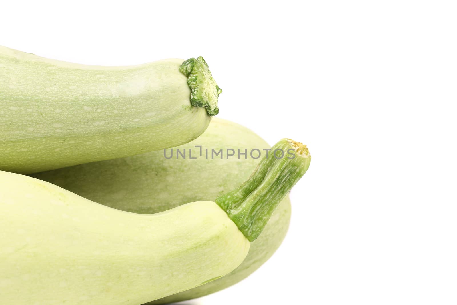 Tails of fresh vegetable marrow. Isolated on a white background.