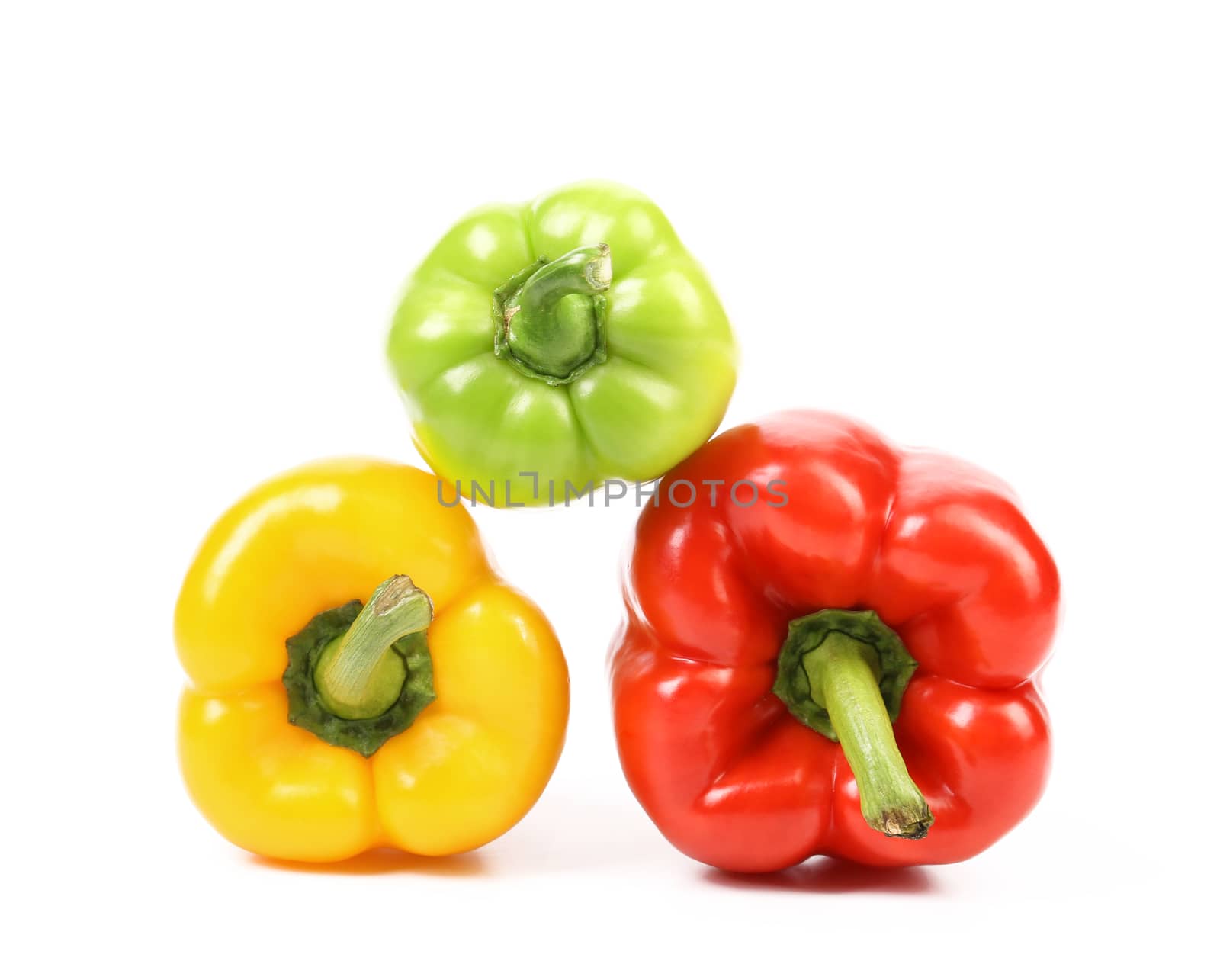 Colored peppers isolated on a white background
