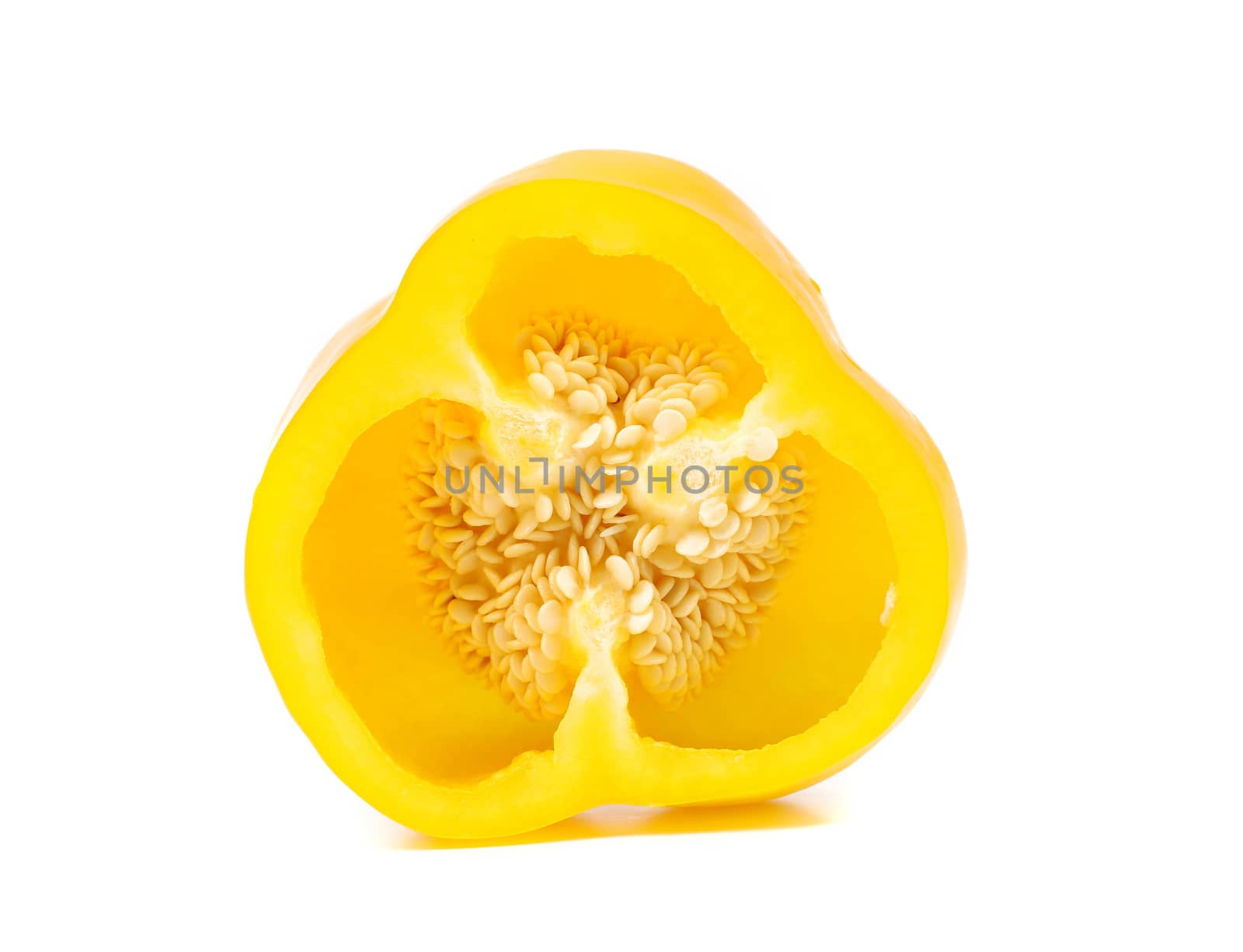 half of bell pepper on white background