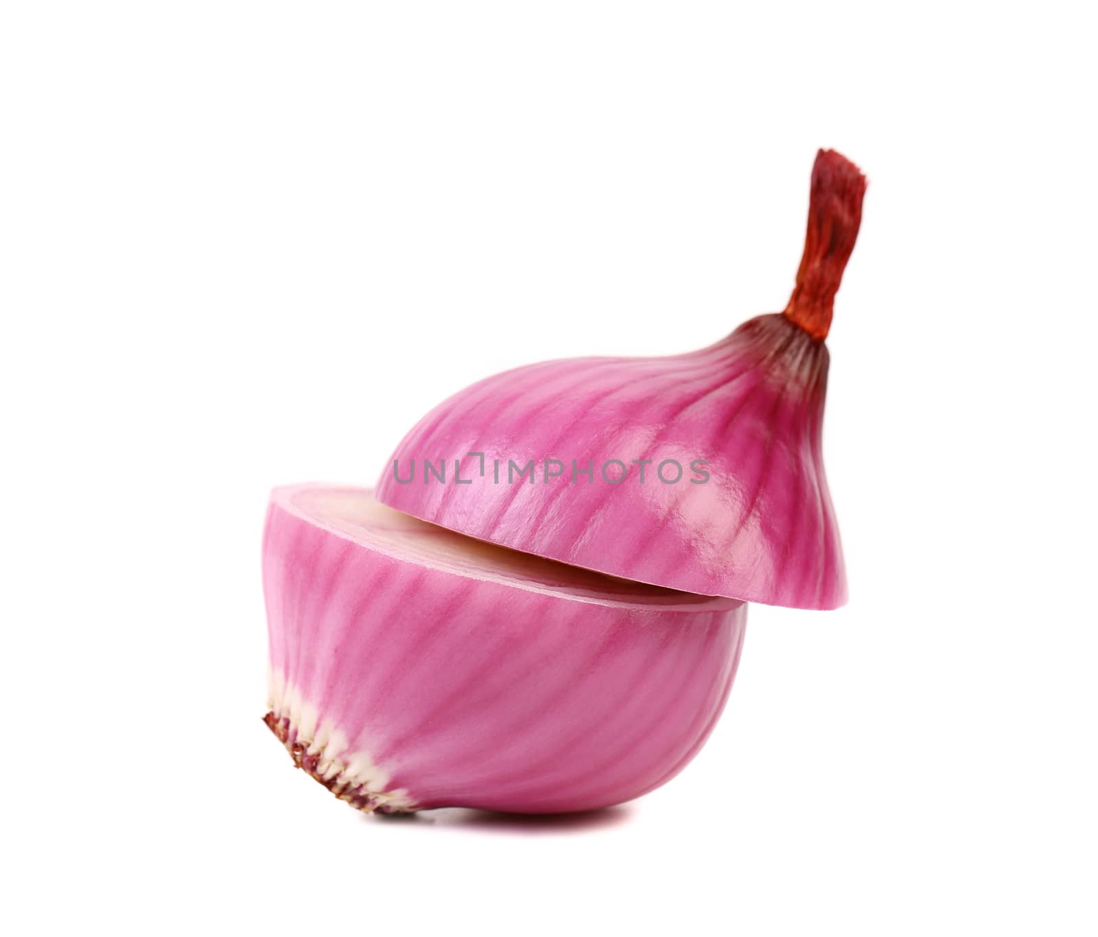 Cutted organic red onion isolated on a white background