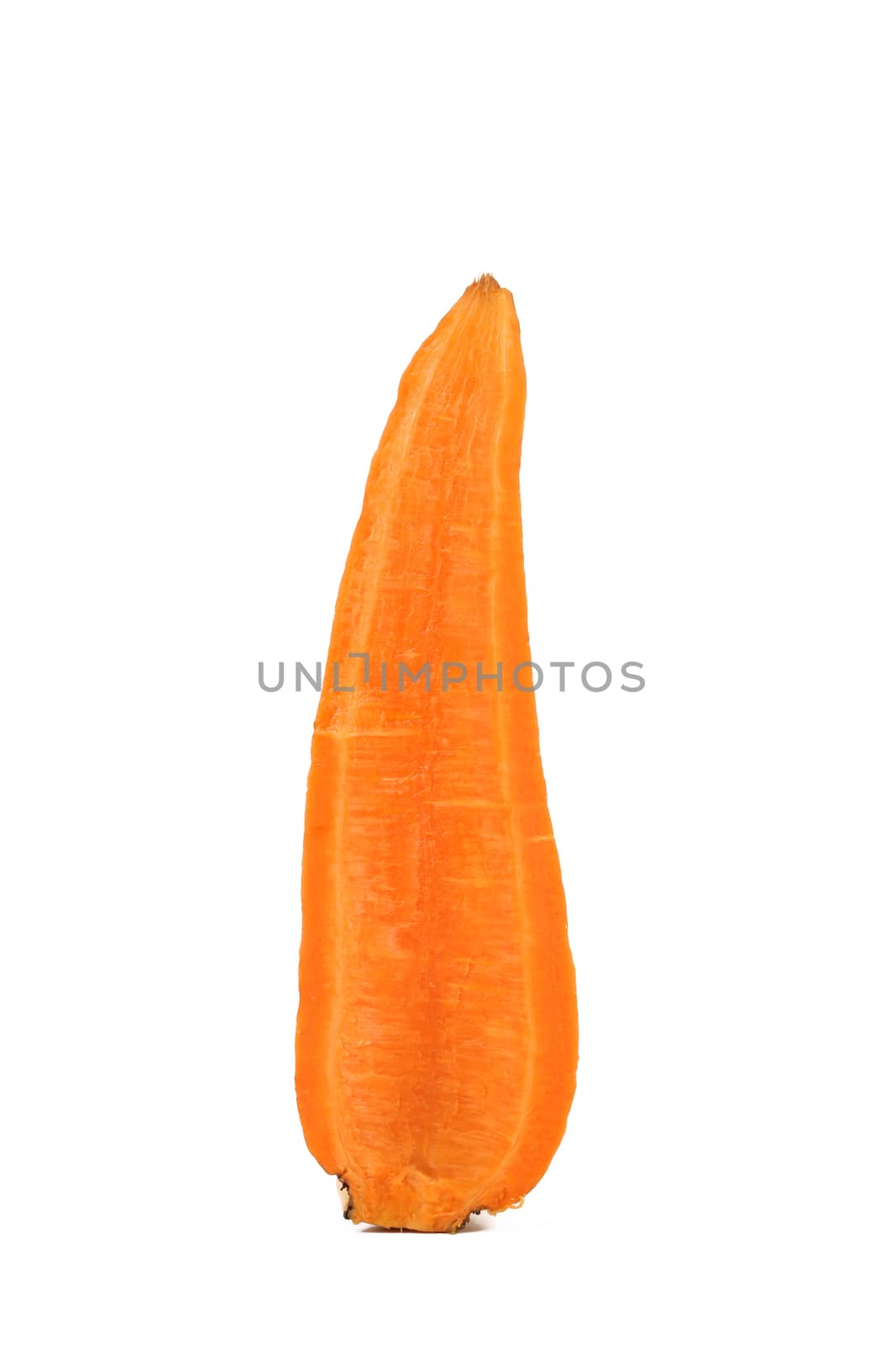 Slice of Fresh Carrot on a White Background