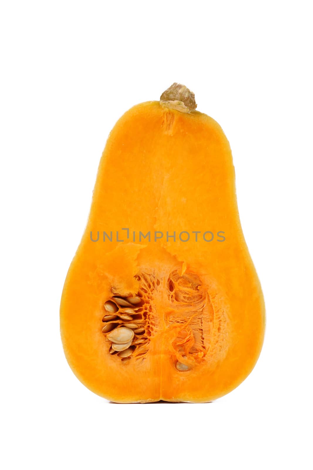 Cross section of a pumpkin isolated on a white background