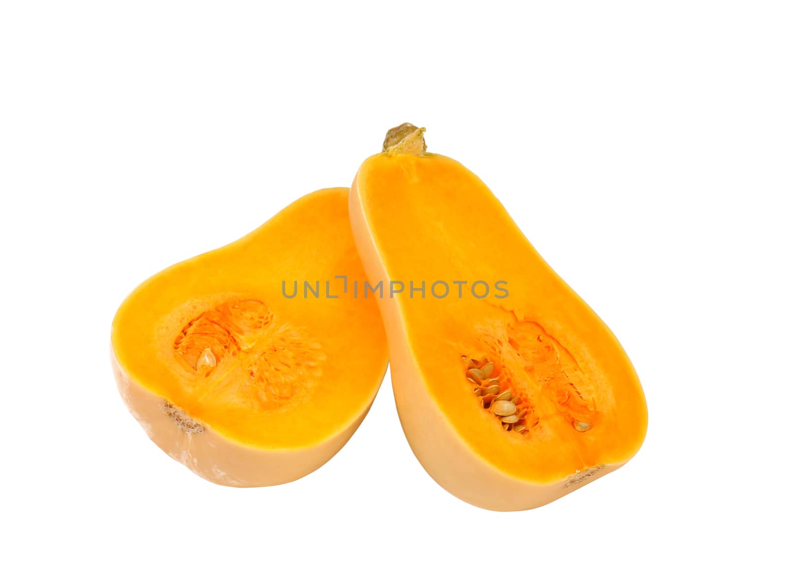 Cross sections of a pumpkin isolated on a white background